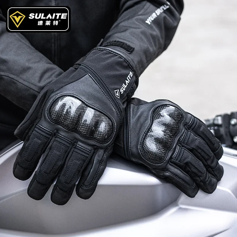 Motorcycle Gloves For Men Winter Waterproof Gloves Warm Inner Carbon Motorcycle Racing Gloves Touch Screen Motorbike MTB