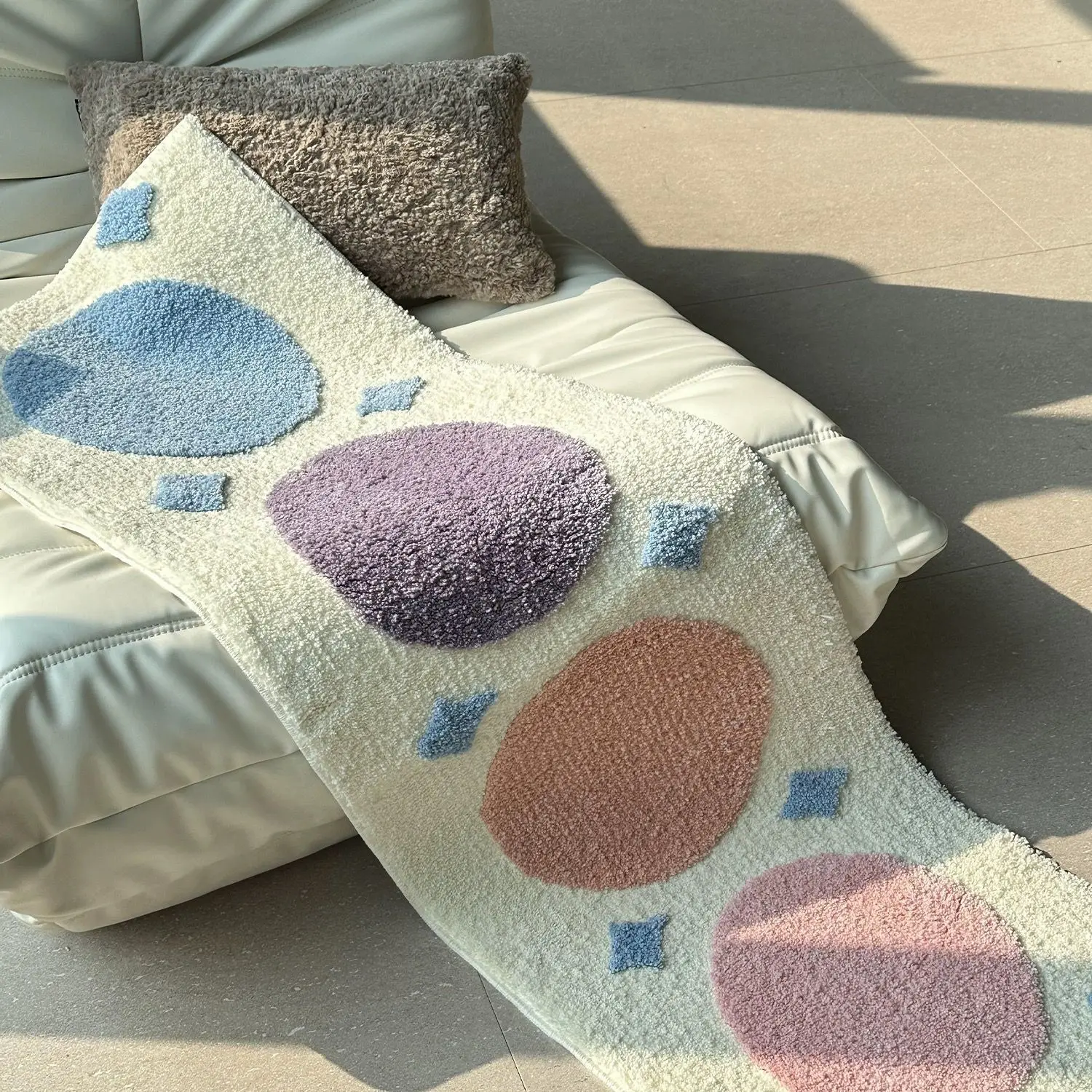 Long Velvet Carpet Bedroom Pink Bedside Rug Retro Color Block Flocking Dopaamine Long Strip Floor Mat Ddd Korean Style Home T...