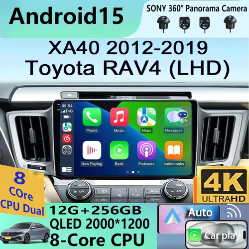 Android 15 Radio del coche para Toyota RAV4 RAV 4 2013 - 2017 reproductor de vídeo Multimedia 4G Carplay GPS unidad principal estéreo Auto WIFI + 4G