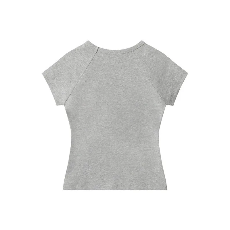 Ne American Sle oulder Sve Print Slim Fit ort Sve T-shirt Dames Nieuwe ronde Ne Pittige Top Katoen Busin H...