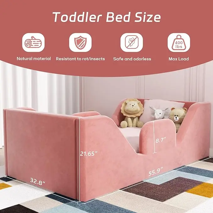 2026 New Design Kids Bedroom Furniture Soft Safe Kids Toddler Foam  Bed With Extra Safety Broad for Living Room