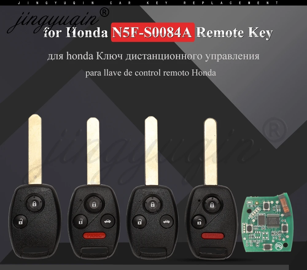 Jingyuqin 1/5 Stück N5F-S0084A 313,8 MHz Fernbedienungsschlüssel für Honda Civic 2006-2013, Stream, ODYSSEY, Acura RDX, MDX 2007-2013, ID46-Chip. – Detail 3
