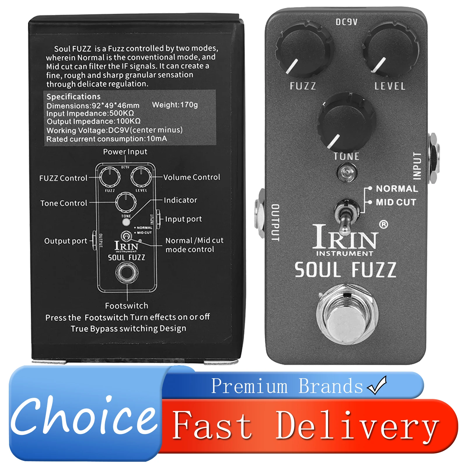 IRIN Soul Fuzz Guitar Effect Pedal Fuzz Controlled Effects Two Modes True Bypass Pedals RS-11 Electric Guitar Accessories