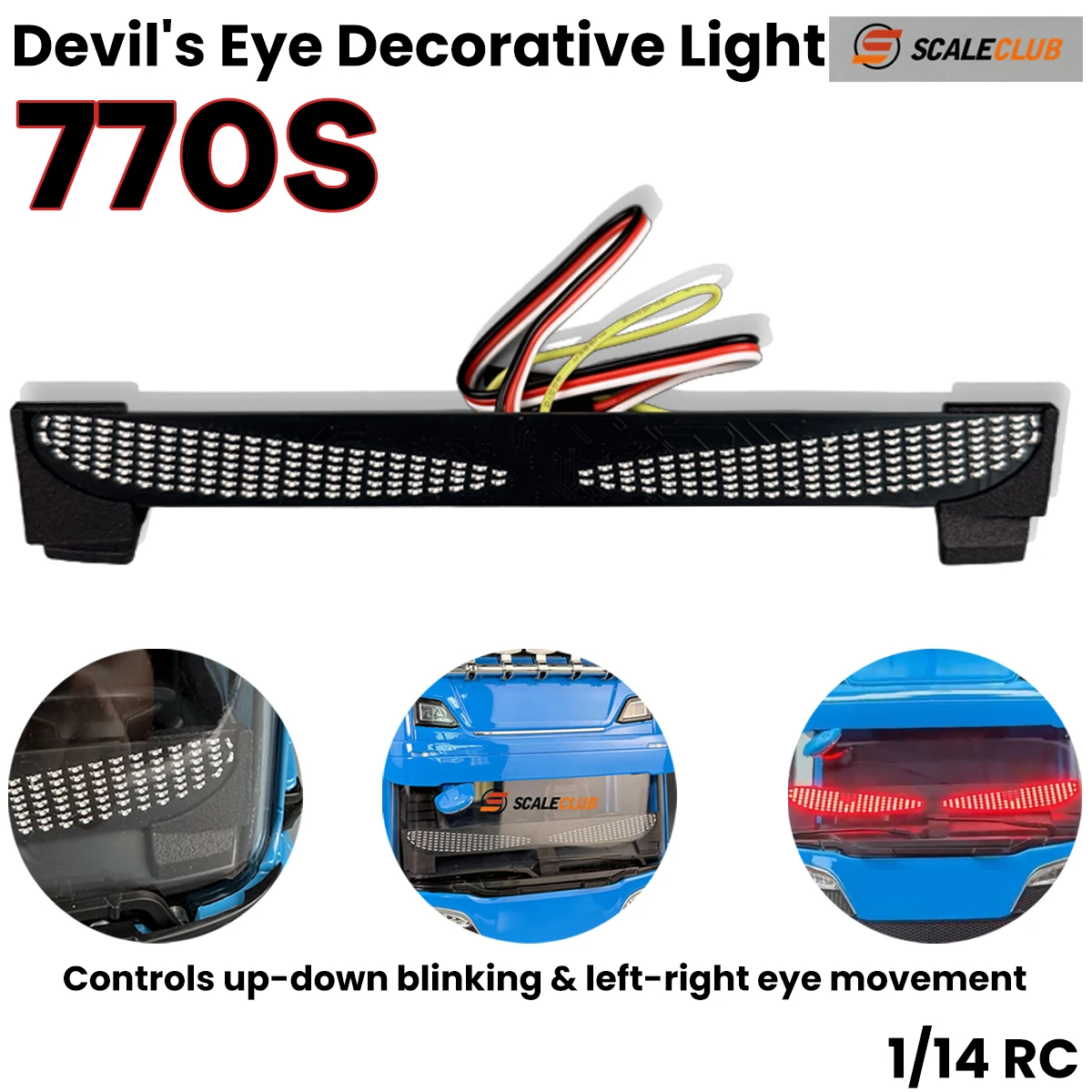 

Scaleclub Devil's Eye with Dedicated Bracket Two Channel for 1:14 Tamiya RC Tractor Truck Scania 770S DIY Toy Parts Accessories