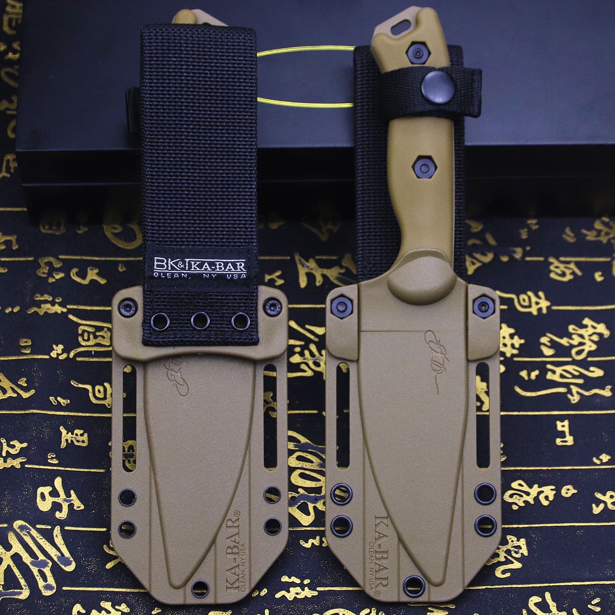 US B-18 Integriertes Outdoor-Jagdmesser aus Kohlenstoffstahl mit G10-Griff, Rettungs-Überlebensmesser, Camping-EDC-Messer