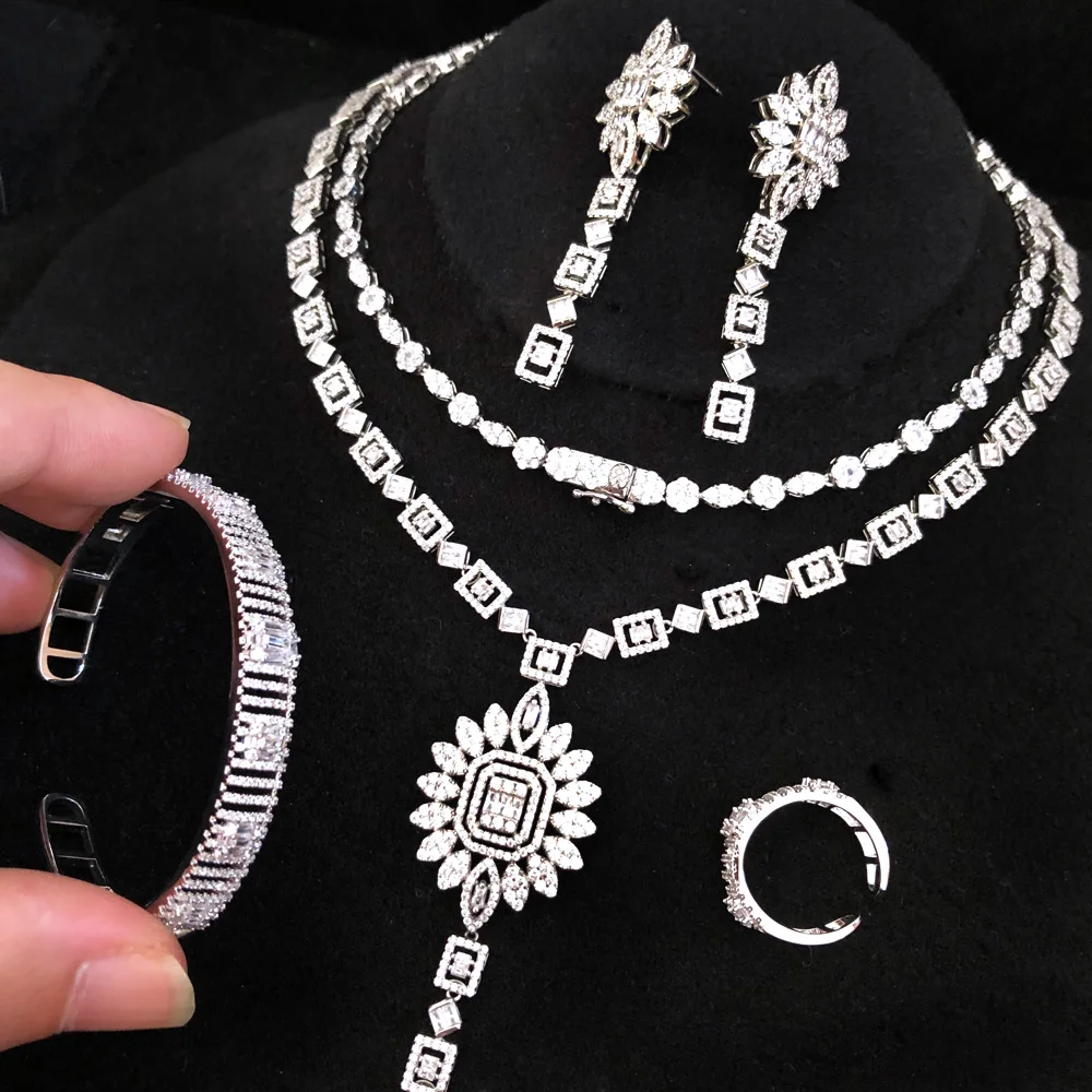 

GODKI New Trendy Sweater Long Necklace Earring Jewelry Sets For Women Wedding Party Zircon CZ African Dubai Bridal Jewelry 2022