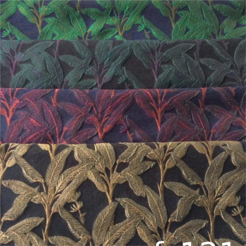 Textured embossed leaf jacquard fabric woven yarn-dyed and light women's shoes bags