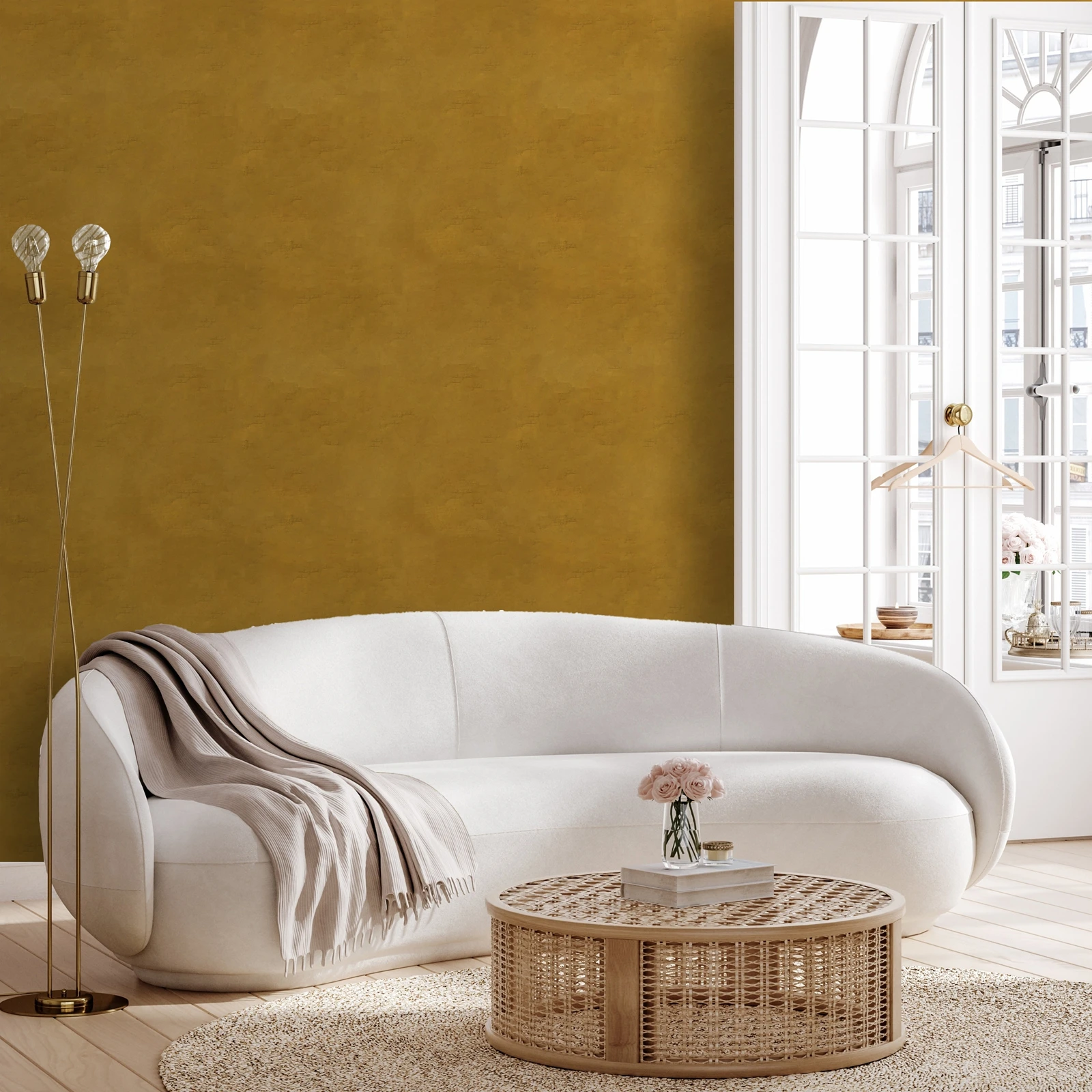 

Сплошной цвет, рулон самоклеящихся обоев, желтые текстурированные обои в винтажном стиле для домашнего декора, отслаивающиеся и прилипающие/Традиционные, 50*300