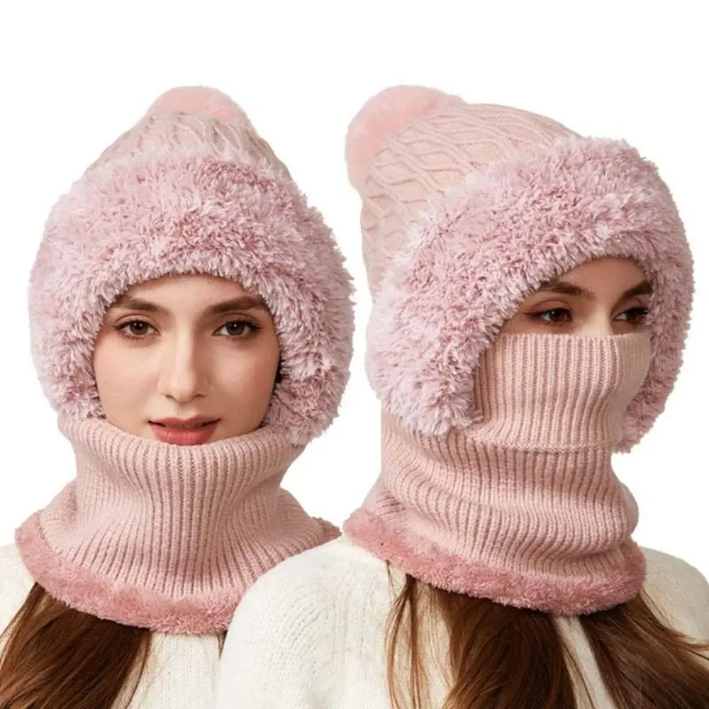 الأزياء أفخم الشتاء كاب قناع مجموعة بلون رشاقته الدافئة 2in1 وشاح قبعة سدادات حماية الأذن الرقبة حامي أقنعة ركوب الخيل