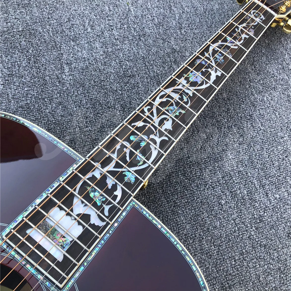 Real Abalone Solid Wood 41 Inches Sunbusrt Spruce Acoustic Guitar Ebony Fingerboard Rosewood Body Guitarra