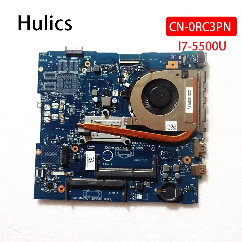 Hulics Used CN-0RC3PN 0RC3PN RC3PN Laptop Motherboard For DELL Inspiron 5558 LA-B843P SR23W I7-5500U Mainboard Heatsink