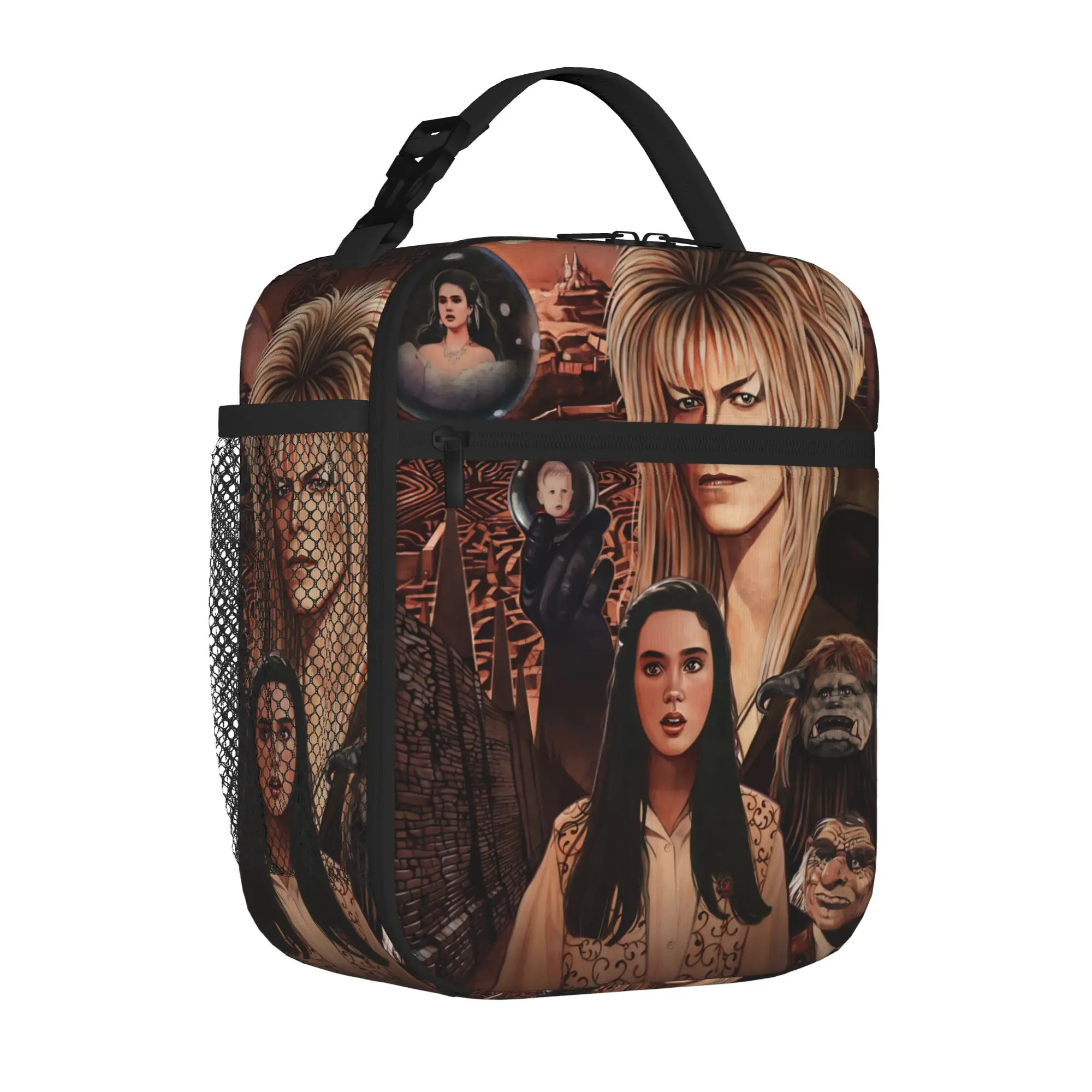 Labyrinthes Jareth the-Goblin-King Insulated Lunch Tote Bag for Work Classic Movie Portable Cooler Thermal Large Size Bento Bags