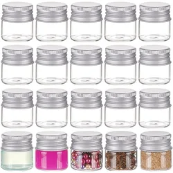 20 Pack 10ml/0.34oz Glass Empty Cosmetic Containers Glass Bottles Sample Vials with Screwed Aluminum Caps for Sample Liquid