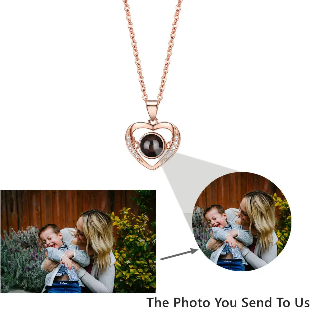 S925 Silver Custom Photo Necklace Photo Projection Necklace for Women Lover Gift Heart Pendant Jewelry 2023 Creative Accessories