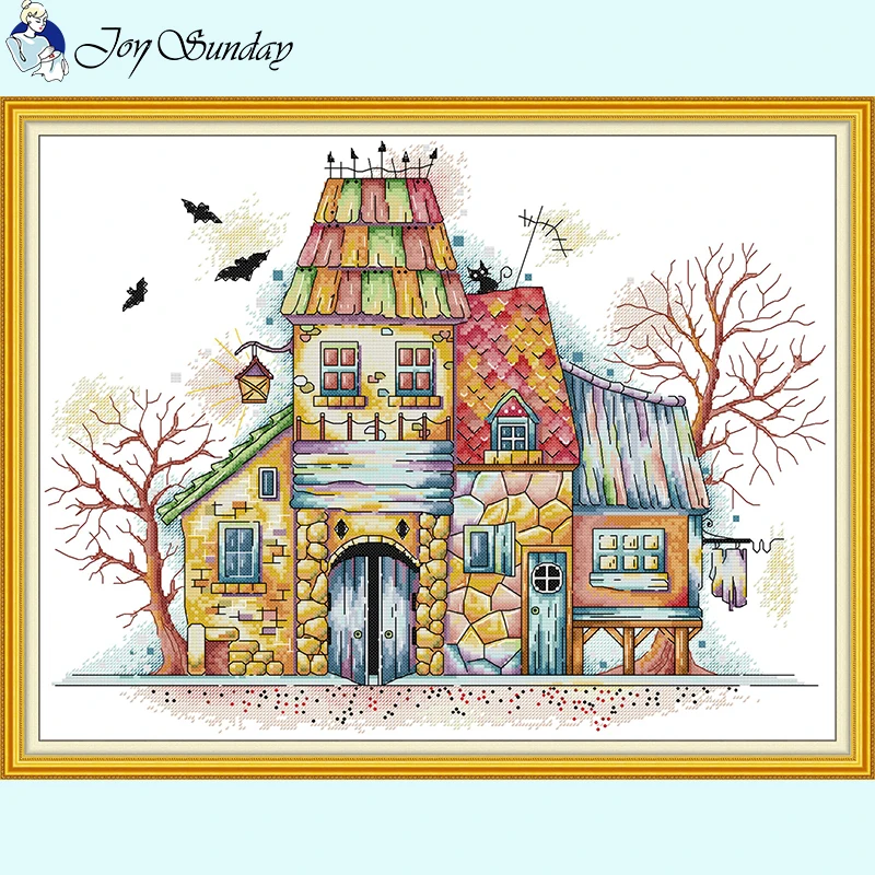 Cartoon Little House Scenery Series Zestawy do haftu krzyżykowego Aida 14CT 16CT 11CT Biały nadrukowany materiał płócienny Zestaw do szycia DIY