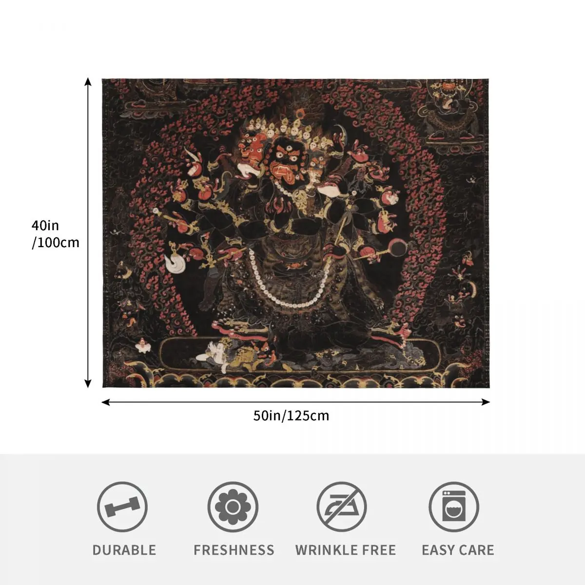 ماندالا 209 ماهاكالا البوذية حامي 4 وجه 16 الأيدي رمي بطانية الأرائك الزخرفية المصممين Retros الطفل البطانيات #4