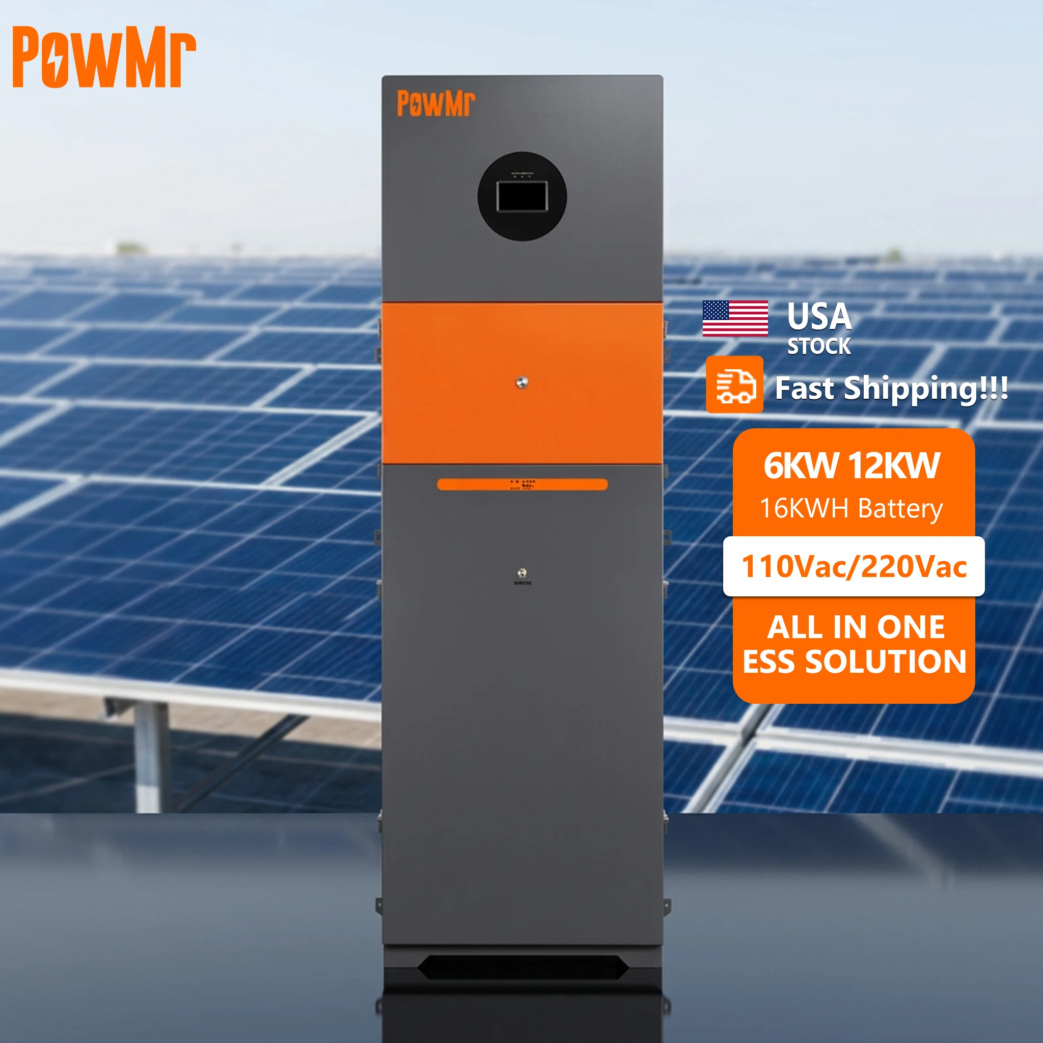PowMr New Product 6KW 12KW Split Phase Solar Inverter With 16KW Lithium-ion Battery ESS Solar Energy Storage System For Home