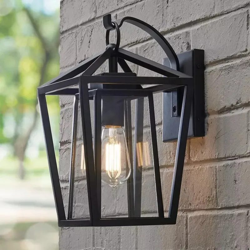 Outdoor Wall Light Fixtures, Exterior Waterproof Lanterns, Porch Sconces Wall Mounted Lighting with E26 Sockets & Glass Shades