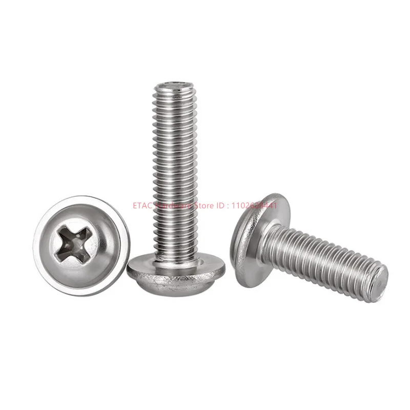 M1.4 M2 M2.5 M3 M3.5 M4 M5 M6 M8 DIN967 Stainless Steel PWM Cross Phillips Pan Round Head With Washer Padded Collar Screw Bolt