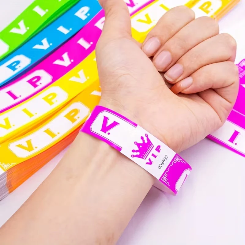 100 قطعة VIP النيون ورقة أساور الفلورسنت مقاوم للماء أساور يمكن التخلص منها مقاومة للعبث للحفلات والمهرجانات الموسيقية والمناسبات