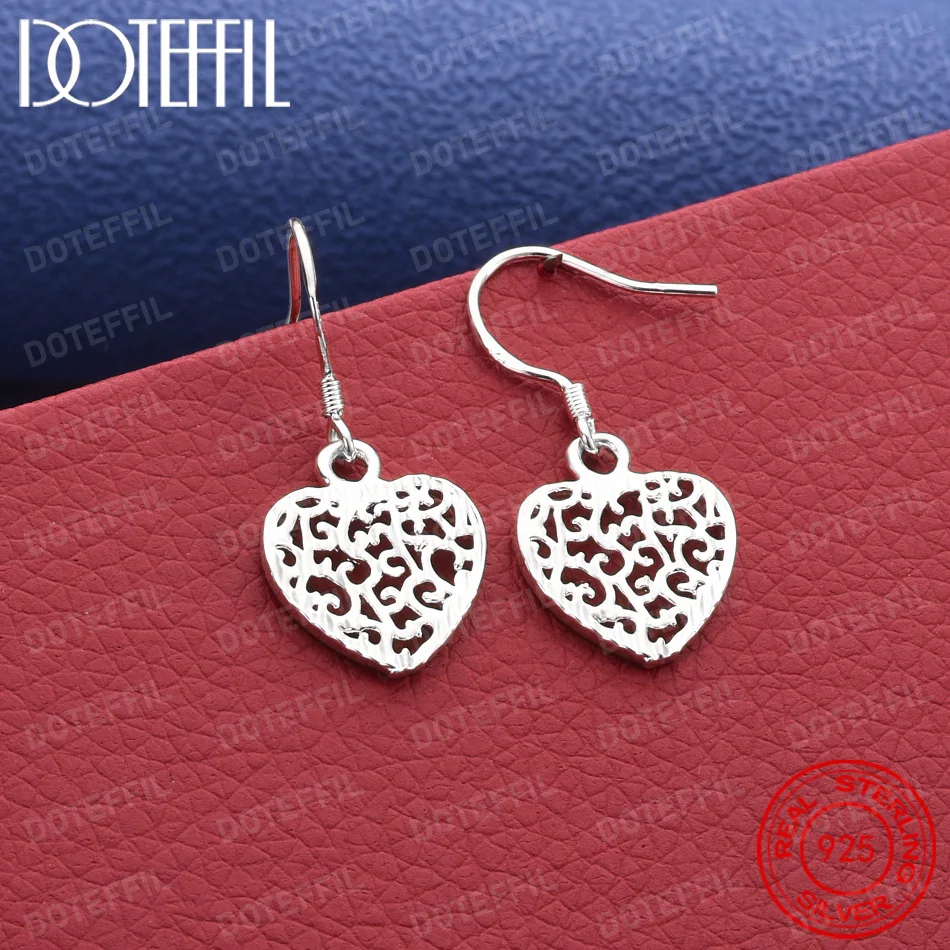 925 Sterling Silver Exquisite Openwork Heart Earrings – Stylish Wedding Accessories and Party Gifts for Women