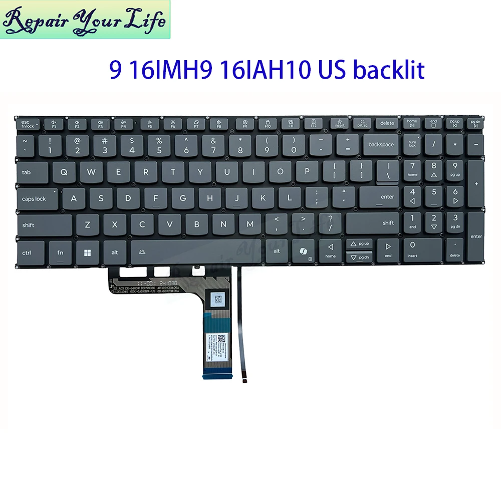 US Latin Spanish Keyboard Backlit For Lenovo Yoga Pro 9 16IMH9 83DN 16IAH10 83L0 PS5SXB-US English Notebook Teclado Gray Keycaps