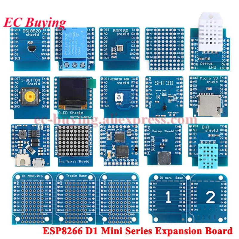5Pcs/1pc ESP8266 D1 Mini RPO NodeMCU Lua WiFi Development Board Data Logger Shield DS1307 Battery OLED Power Relay Motor Buzzer