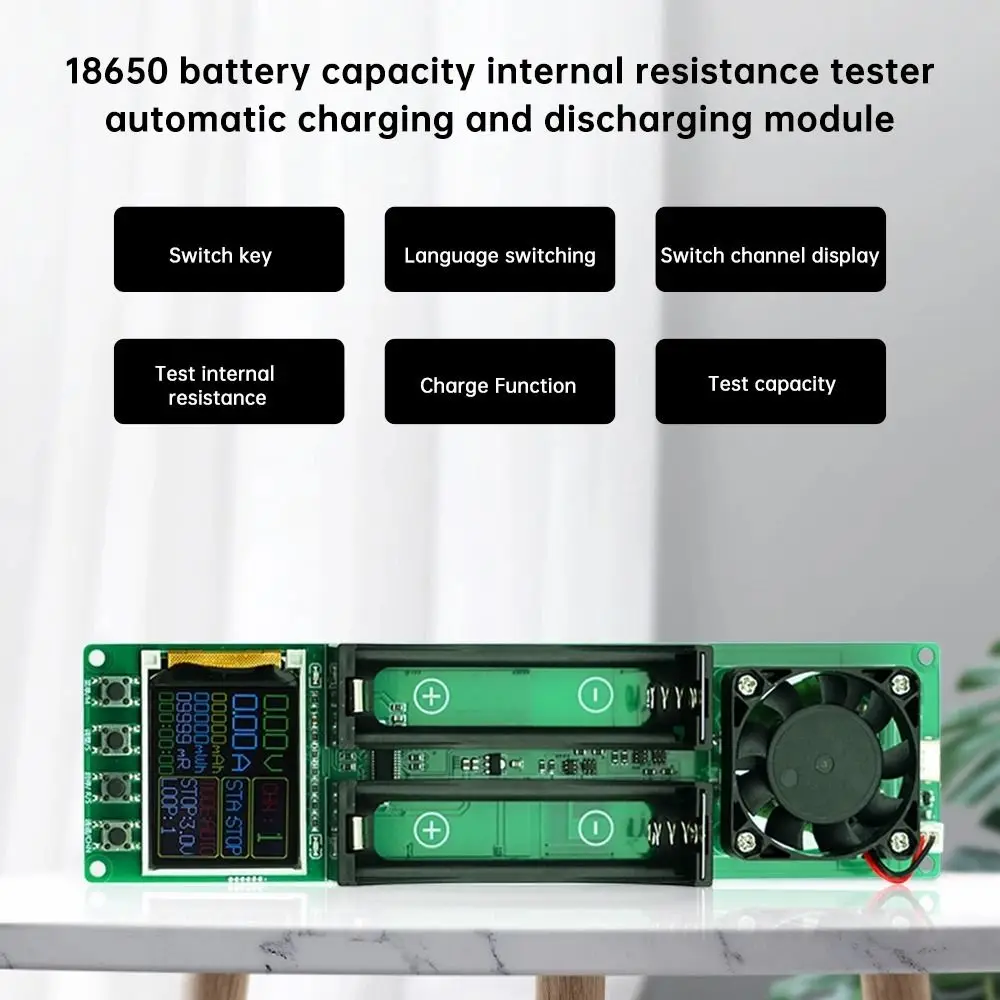Type-C Battery Capacity Tester Digital Display 18650 Battery Power Detector DC 5V 2-Channel Resistance Tester