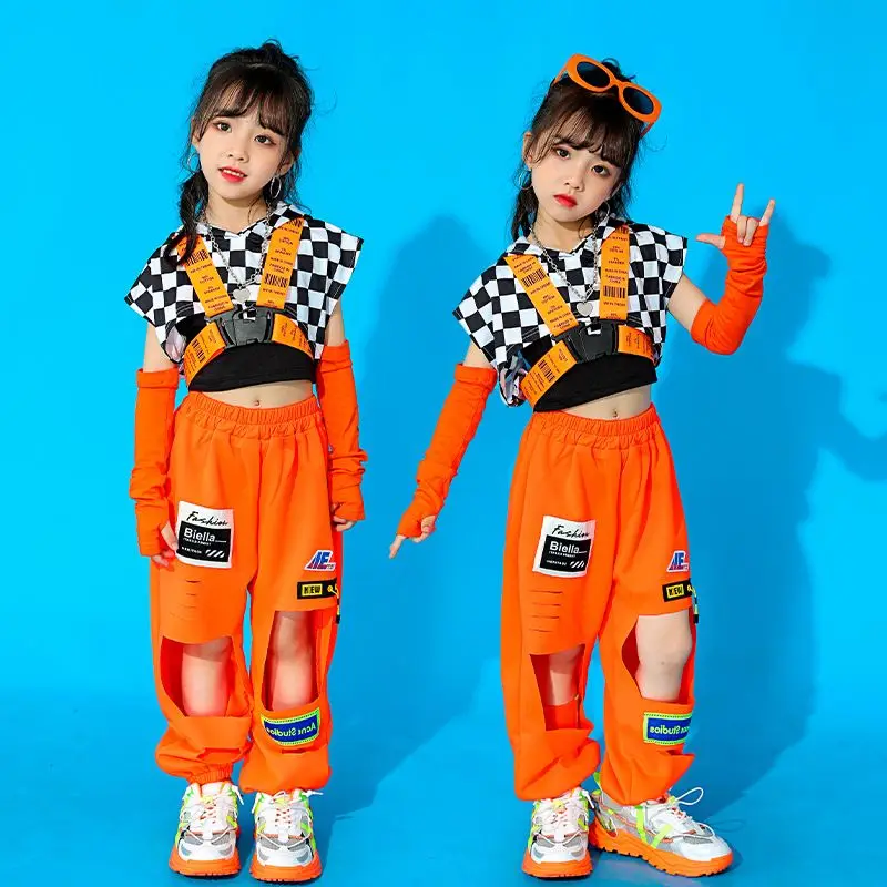 Loose Hip Hop Dance Costumes For Girls Vest Hoodie Hiphop Pants Suit Jazz Dance Performance Costumes Rave Clothes