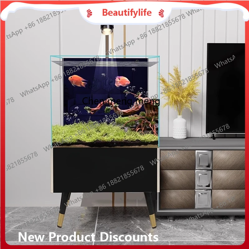 Fish living room ultra-white glass stream tank household small and medium-sized creative landscaping South American