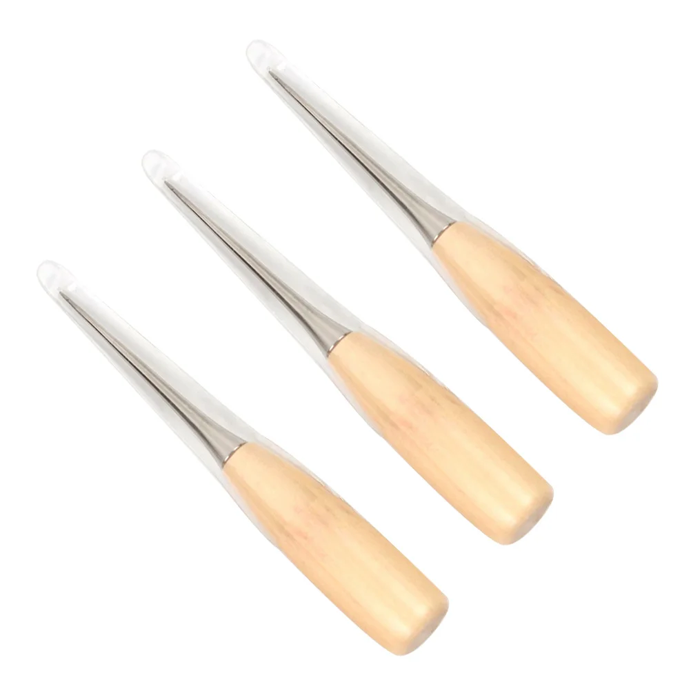 

3pcs Round Hole Awl Durable Wooden Handle Diy Sewing Tools Kit For Home Repair Craft Projects Sewing Accessories