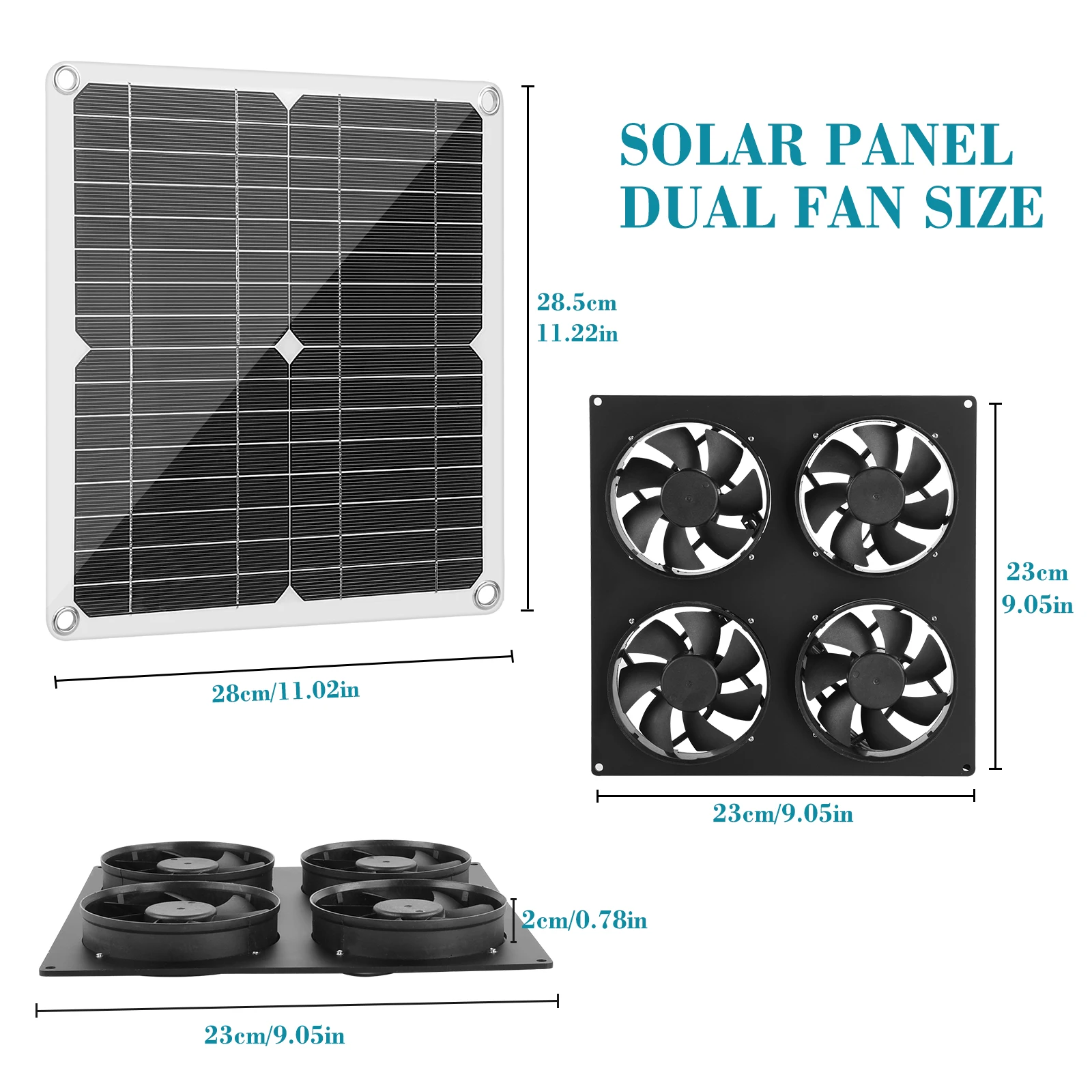 Imagem -03 - Kit Ventilador de Exaustão Painel Solar Ventiladores à Prova Impermeável Água ao ar Livre Ventilação Solar para Galinheiro Estufa Casa do Animal Estimação Janela 20w 12v