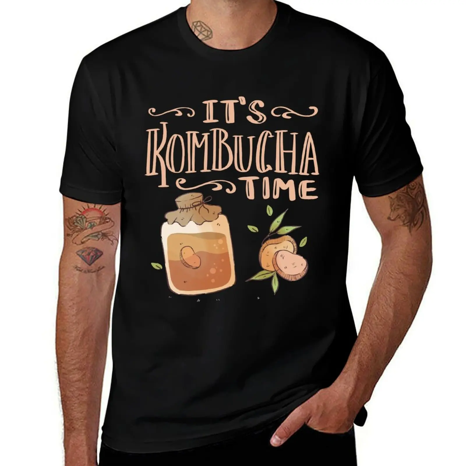 Camiseta de Kombucha en un tarro para hombre, camisa de anime vintage lisa, camisetas de Campeón