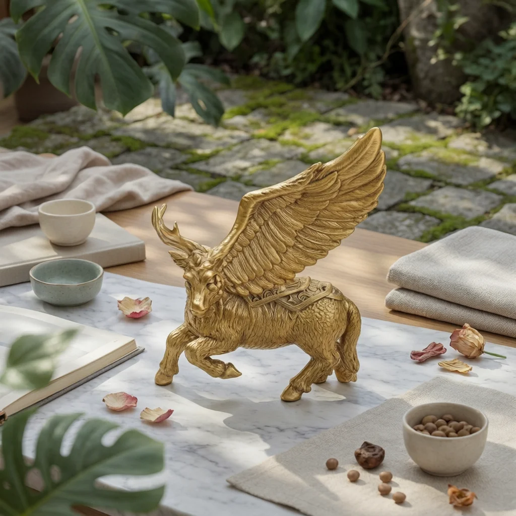 Winged Tiger Figurine Carved Look Winged Tiger Decor Rustic Lifelike