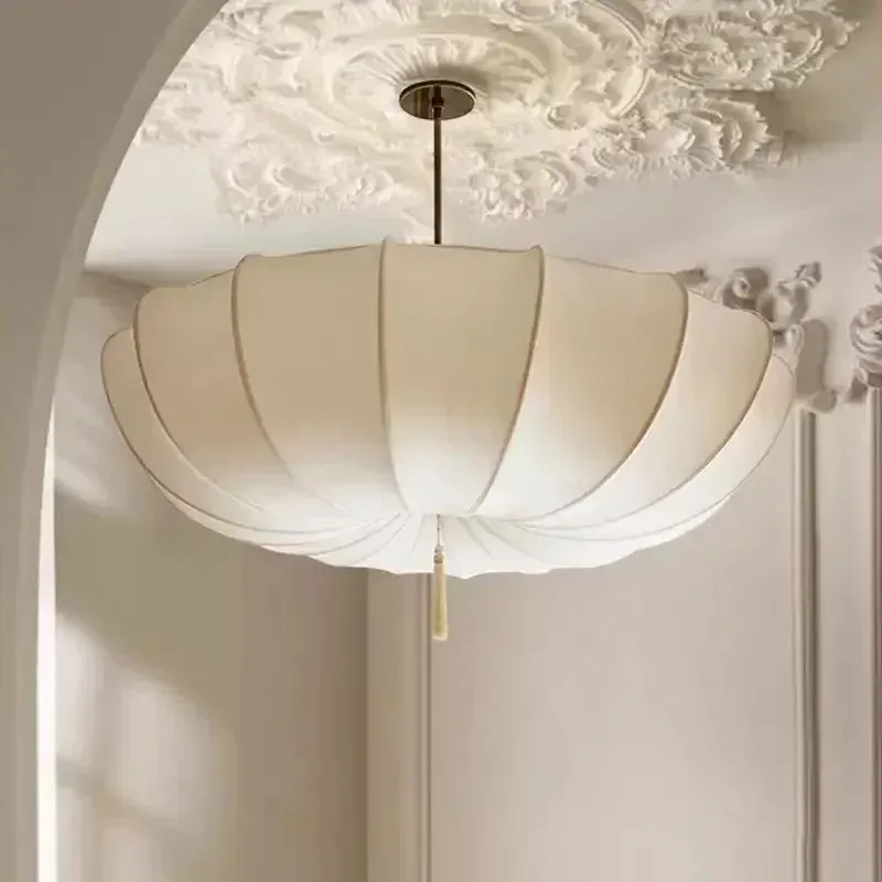 

Fabric LED Pendant Chandelier For Bedroom Living Room Dining Table Nordic Modern Design Home Decoration Lustre Ceiling Light