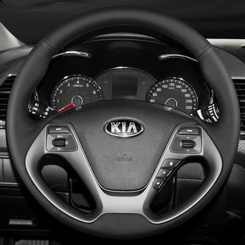 

Custom Steering Wheel Cover Genuine Leather 100% Fit For Kia K3 2013 K3S 2014 K2 Rio 2015 2016 Ceed 2012-2017 Cerato 2013-2017