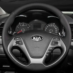 Custom Steering Wheel Cover Genuine Leather 100% Fit For Kia K3 2013 K3S 2014 K2 Rio 2015 2016 Ceed 2012-2017 Cerato 2013-2017