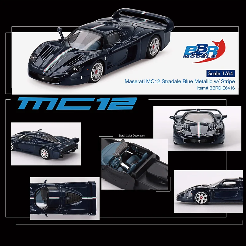 Bbr 1/64 Nieuwe Maserati Mc12 Stradale Blauw Metallic W/Stripe Legering Motorvoertuig Diecast Metalen Model Geschenken