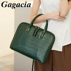 GAGACIA Fashion Leather Women Handbags Briefcase For 13 14 Inch Work Office Shoulder Bag For Dell Macbook Laptop Ladies Handbag