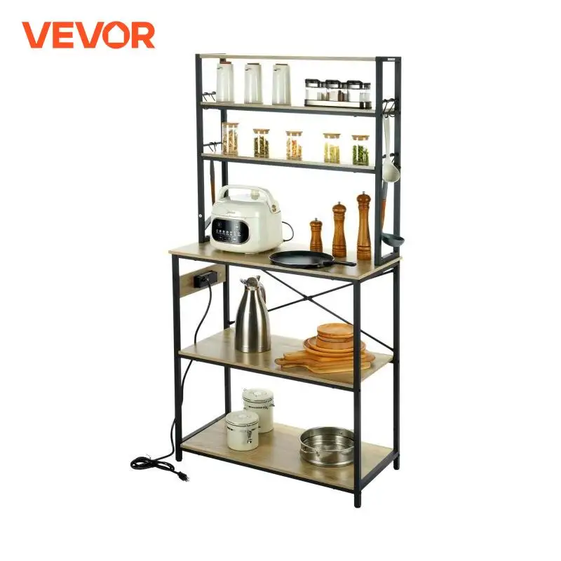 VEVOR 3/4/5 Tiers Kitchen Standing Bakers Rack Utility Storage Shelf Microwave Oven Stand Rack for Living Room Office Kitchen