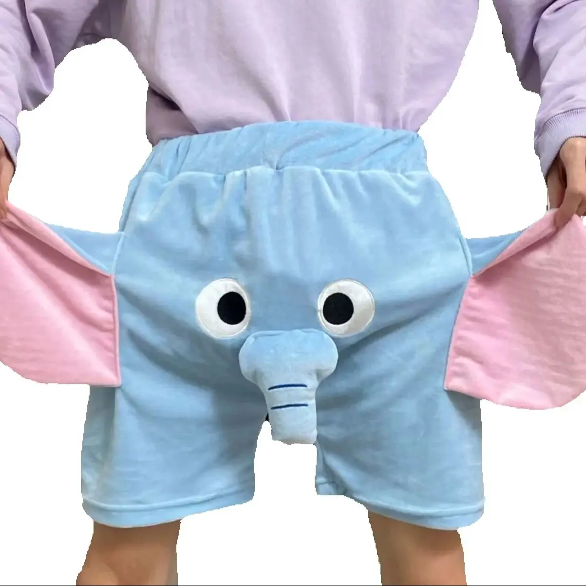 

Funny Sleepwear Elastic Band Little Elephant Lint Men Women Loose Short Pajama Pants for Couples Sleep Bottom Boxers Underwear