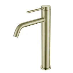 Rubinetto per lavabo da bagno in oro spazzolato miscelatore freddo e caldo rubinetto per acqua montato sul ponte foro singolo e maniglia stile alto spazzolato oro rosa