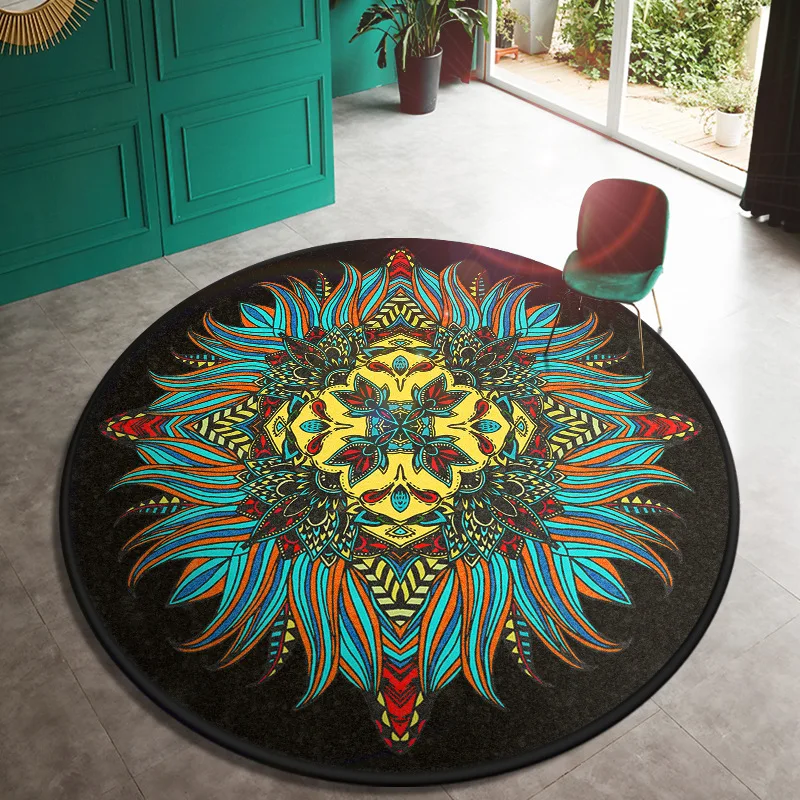 

3D Green Peacock Round Carpet Custom Ethnic Large Carpet Living Room Bedroom Carpet Salon Rugs Home Decorative Doormats Home