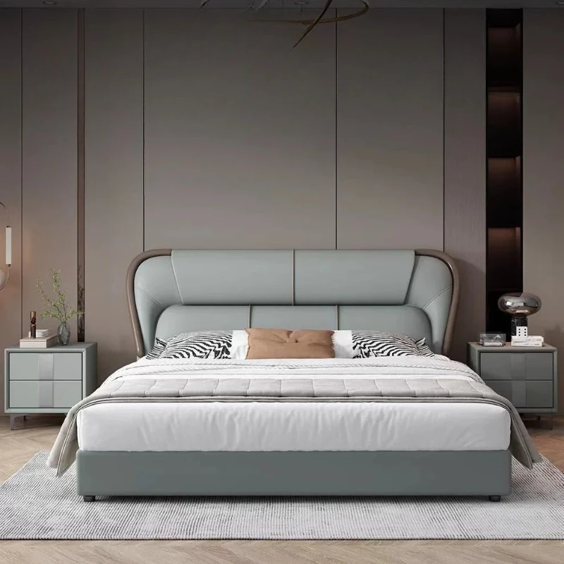 Leather Bedroom Bed Simple Modern Double European Full Headboards Single Bed Luxury Children Letto Matrimoniale Home Furniture