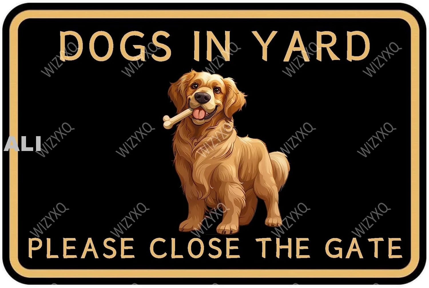 Golden Retriever Dogs In Yard Please Close The Gate Metal Tin Signs Funny Aluminum Sign for Yard Outdoor Decoration 8×12 In sign