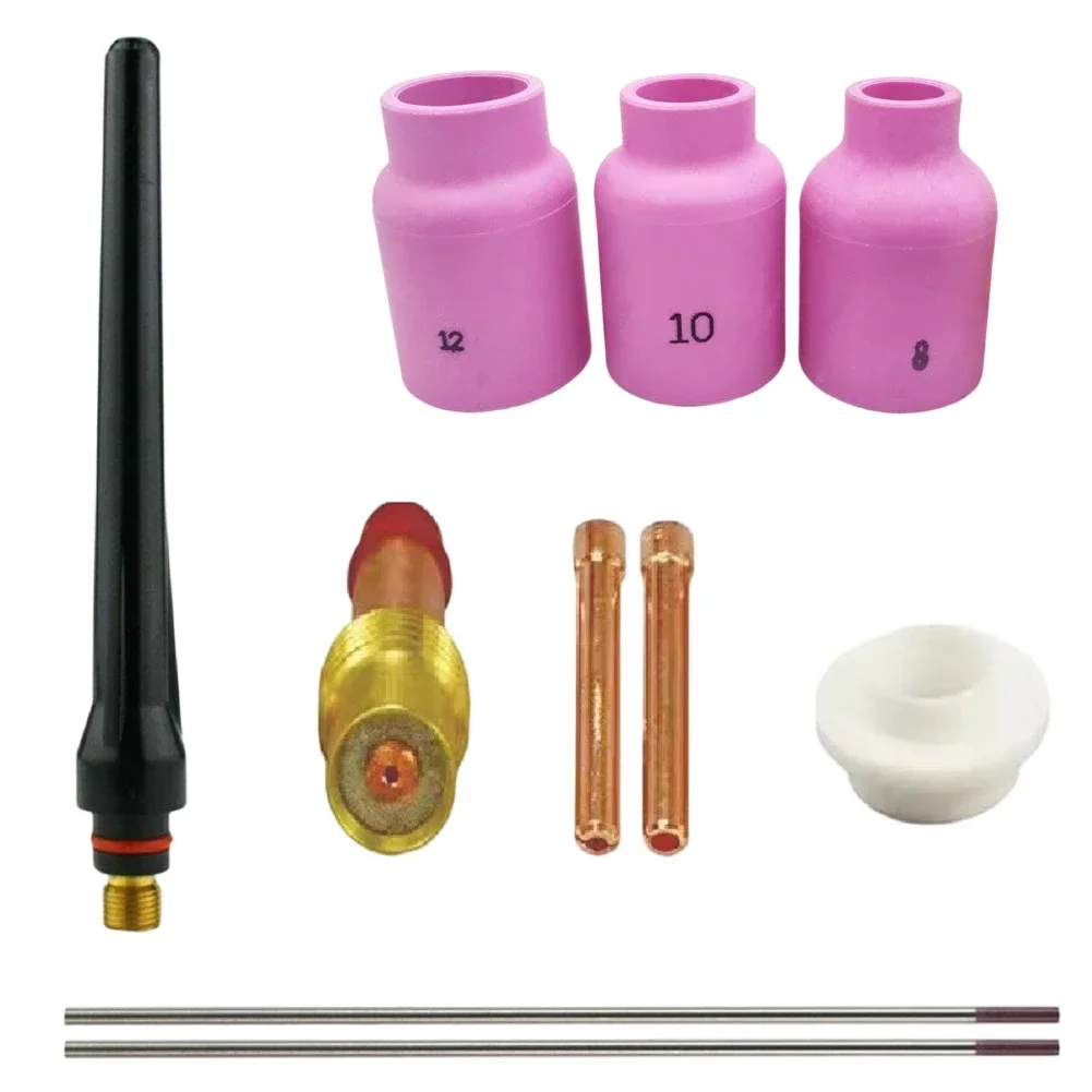 10PCS TIG Welding Torch Kit with Alumina Nozzles for Stubby Gas Lens Fits WP17 WP18 WP26 and Compatible Brands