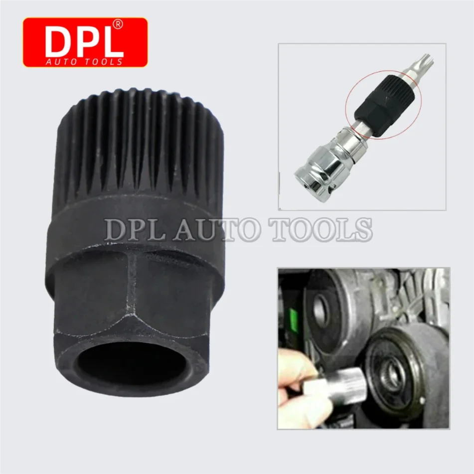 Strumento per la rimozione della puleggia della ruota libera della frizione dell'alternatore con dispositivo di rimozione della puleggia della cinghia a V a 33 denti Accessori per auto neri Frizione dell'alternatore Fre