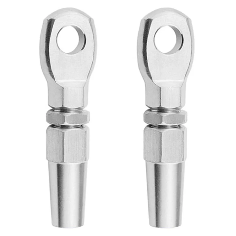 A64K 4Pcs Marine Grade 316 Stainless Steel Swageless Eye Terminal Wire Cable Rope DIY Fitting Rigging Hardware Balustrade Kit