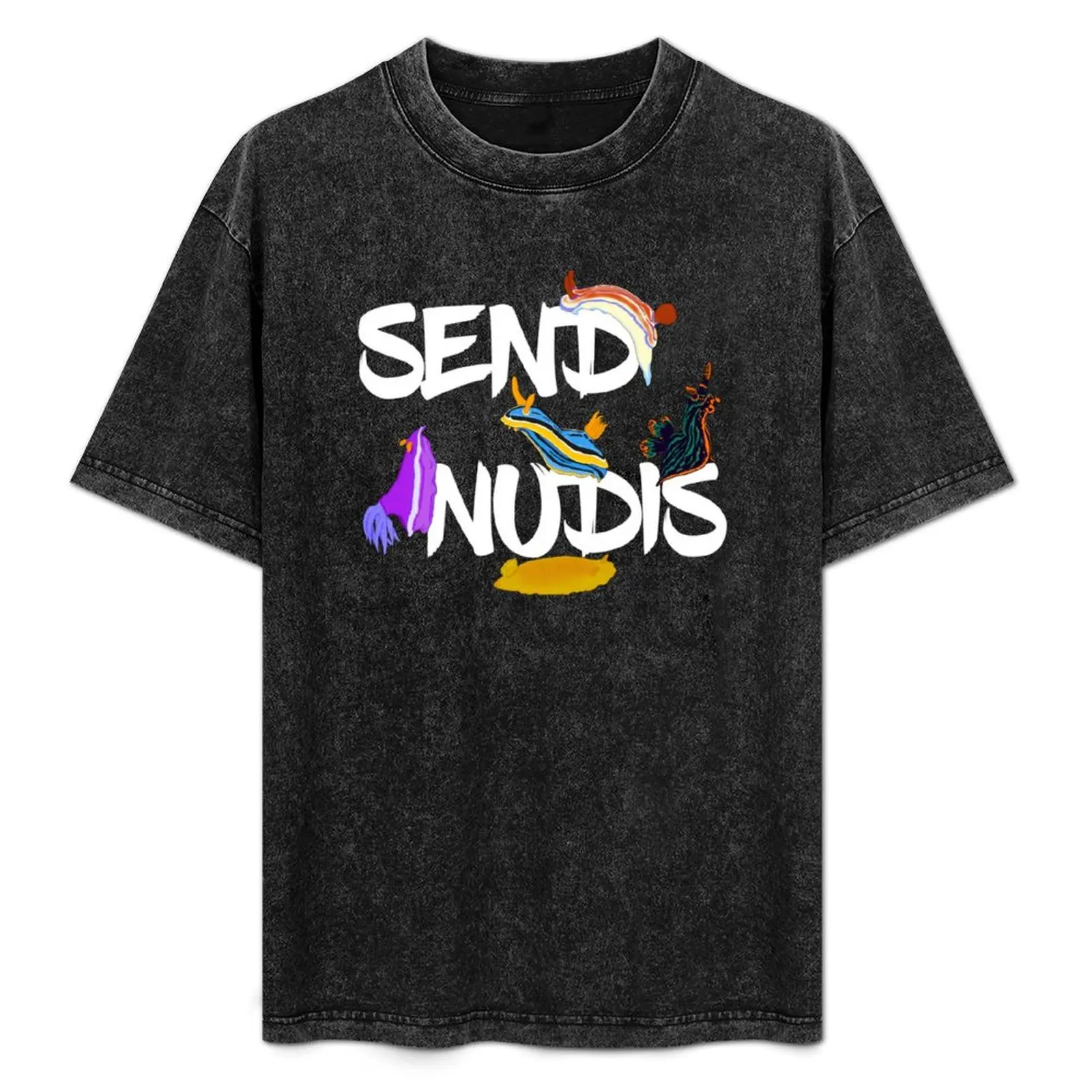 Send Nudis black T-Shirt rapper graphic tees street wear for a boy plain t shirts men