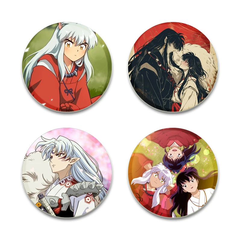 Fans Collections Japanese Anime Inuyasha Pins Round Cartoon Brooches for Backpack Cothes Accessories Anime Collection Badge